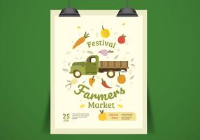 Farmer Market Truck Flyer Template Vector Illustratie