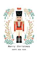 notenkraker ballet Kerstmis kaart. vector illustratie.