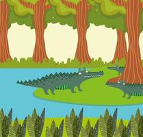 alligators meer en bos vector