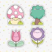 kawaii tuin iconen vector