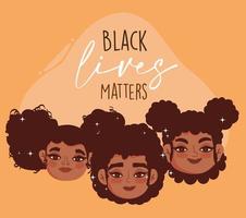 zwarte levens doen ertoe, schoonheidsportret afro meisjes cartoon vector