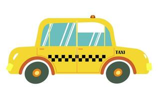 taxi geel auto oud stijl geïsoleerd Aan wit achtergrond. vector illustratie. schattig tekenfilm illustreren