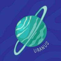 planeet van zonne- systeem tekenfilm, Uranus. vector illustratie