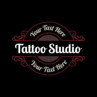wijnoogst tatoeëren studio belettering logo met decoratief sier- kader. - vector. vector