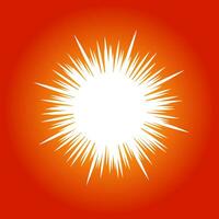 de wit zon Aan oranje achtergrond. krachtig licht van zon. vector