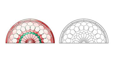 werkblad met gebrandschilderd kerk glas in rood helling kleuren. vector