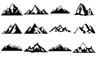 berg silhouet set. rotsachtig bergen icoon of logo verzameling. vector illustratie.