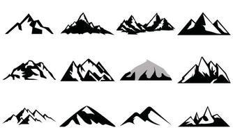 berg silhouet set. rotsachtig bergen icoon of logo verzameling. vector illustratie.