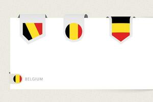 etiket vlag verzameling van belgie in verschillend vorm geven aan. lint vlag sjabloon van belgie vector