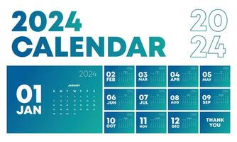 helling 2024 kalender sjabloon met groen kleur vector