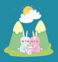konijnen familie cartoon vector