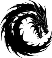 draak, zwart en wit vector illustratie