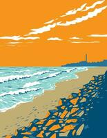 noorden ponto strand in zuiden Carlsbad staat strand Californië wpa poster kunst vector