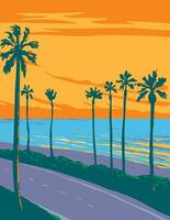 tamarack surfen strand in Carlsbad staat strand Californië wpa poster kunst vector