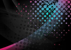 zwart abstract golvend achtergrond met blauw roze grunge dots vector