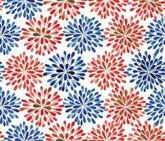 waterverf naadloos patroon met abstract blauw en rood bloemen. oosters ornament vector