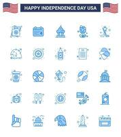 groot pak van 25 Verenigde Staten van Amerika gelukkig onafhankelijkheid dag Verenigde Staten van Amerika vector blues en bewerkbare symbolen van Amerikaans Verenigde Staten van Amerika taart amerikaans dankzegging bewerkbare Verenigde Staten van Amerika dag vector ontwerp elementen
