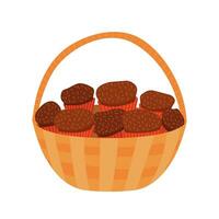 vector rieten mand met muffins clip art