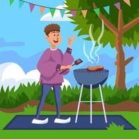 barbecue tijd in de achtertuin vector