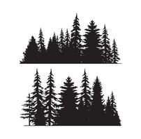 pijnboom boom silhouet vector illustratie hand- getrokken