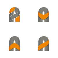 creatief laatste een logo set, oranje, gemakkelijk, schoon, eerste logo, vector