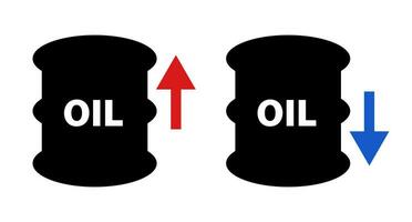 ruw olie en petroleum brandstof prijs toenemen en verminderen pictogrammen set. vector. vector
