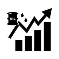 prijs toenemen bar diagram silhouet icoon van ruw olie of petroleum prijs. vector. vector