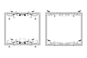 halloween floreren wilds wervelingen plein grens kader, heks griezelig eng bot Victoriaans pompoen knuppel spin afbeeldingen lijsten, wijnoogst rechthoek decoratief gekruld elegant versiering ornament borders vector