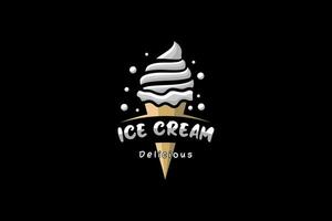 zacht zoet wit ijs ijs room logo vector ontwerp