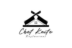 vector silhouet van chef mes met huis vorm voor meester chef logo ontwerp