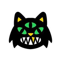 drie ogen kat tekenfilm karakter vector illustratie met boos gezicht uitdrukking stijl voor sticker, icoon, logo, tatoeëren en advertentie