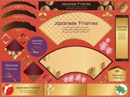 set vectorframes en achtergronden in Japanse stijl vector