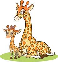 vector illustratie van moeder giraffe en baby giraffe