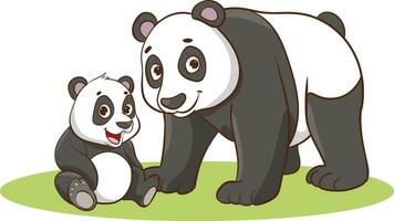 vector illustratie van moeder panda en baby panda