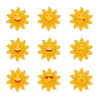 Sun Clipart Emoticon Set Vector-collectie vector