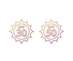 spf 30, 50, zon, uv-bescherming, vectorlijnpictogrammen vector