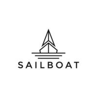 illustratie vector grafisch zeilboot logo ontwerp minimalistische met golven strand