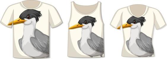 voorkant van t-shirt met vogelsjabloon vector