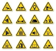 waarschuwing gevaarsymbolen etiketten ondertekenen isoleren op witte achtergrond, vector illustratie