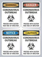 coronavirus uitbraak teken isoleren op witte achtergrond, vectorillustratie vector