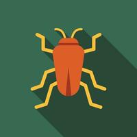 insect vlak icoon met lang schaduw. gemakkelijk biologie icoon pictogram vector illustratie. school- onderwerp, insect, entomoloog, biologie concept. logo ontwerp