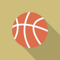 basketbal bal vlak icoon met lang schaduw. gemakkelijk school- fysiek onderwijs icoon pictogram vector illustratie. school- onderwerp, sport, fysiek opleiding, basketbal concept. logo ontwerp