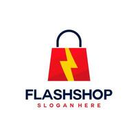 flash boodschappen doen logo concept illustratie. winkel flash logo bedrijf vector ontwerp.