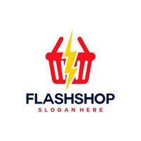 flash boodschappen doen logo concept illustratie. winkel flash logo bedrijf vector ontwerp.