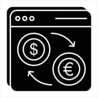 online geld uitwisseling glyph icoon ontwerp stijl vector