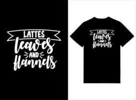lattes bladeren en washandjes afdrukken klaar t-shirt ontwerp vector