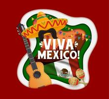 viva Mexico papier besnoeiing banier nationaal Mexicaans vlag vector