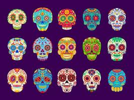 Mexicaans calavera suiker schedels Muertos tekens vector