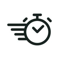 snel klok timer icoon, snel tijd, snel levering timer vector, tijd uit teken, aftellen, snel onderhoud teken, klok snel vlak, deadline concept, stopwatch in beweging symbool vector