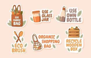 geen plastic beweging sticker collectie vector